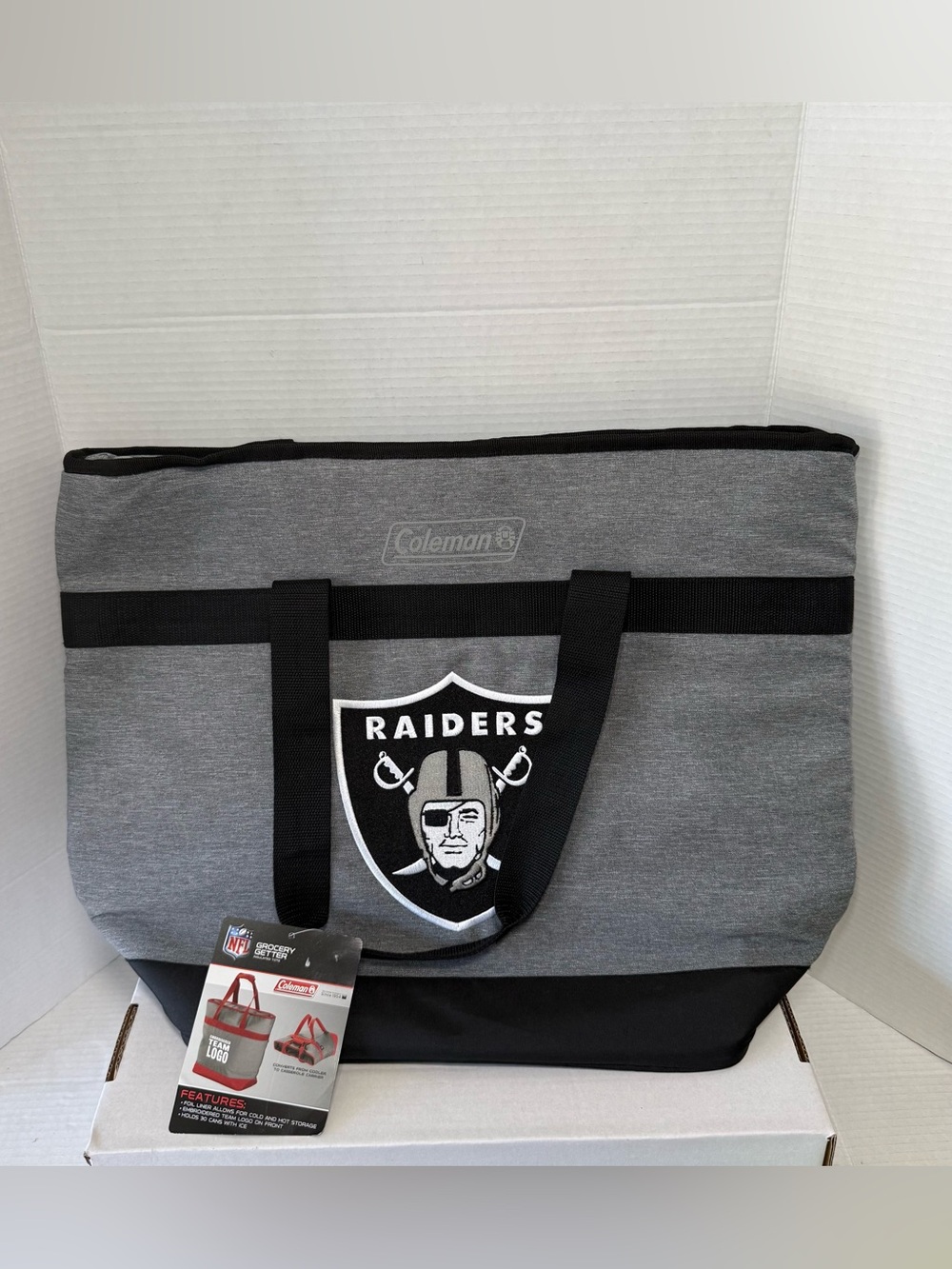 Coleman Raiders Gray and Black Insulated Tote Cooler